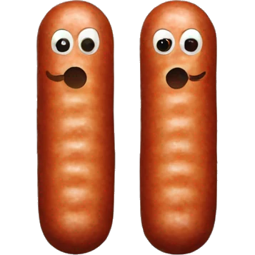 A sausage in between two meatballs emoji
