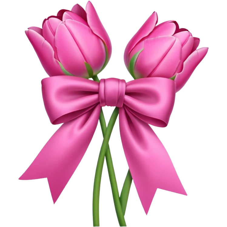 Pink tulips with a bow emoji