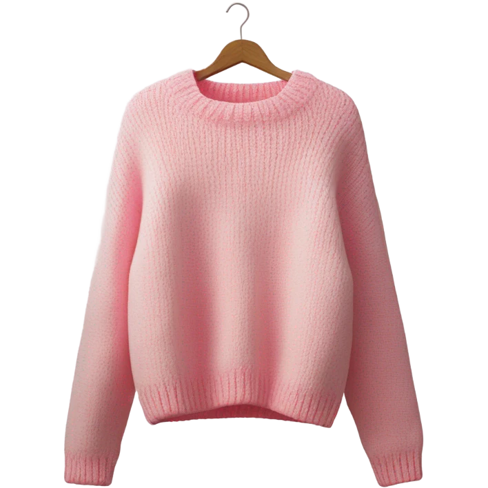 Pink and White cropped oversize wool sweater, isolated emoji