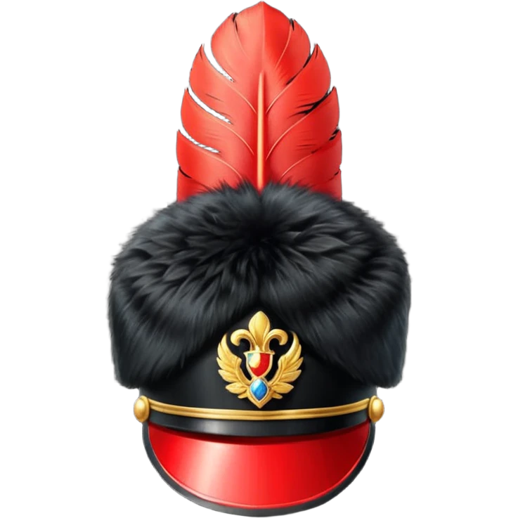 A Royal Guard hat with black fur texture and tall silhouette. emoji