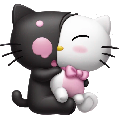 Hello Kitty y kuromi dándose un abrazo  emoji