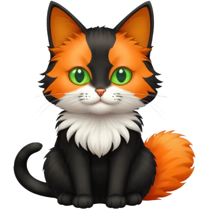 Gato preto com laranja e branco  emoji