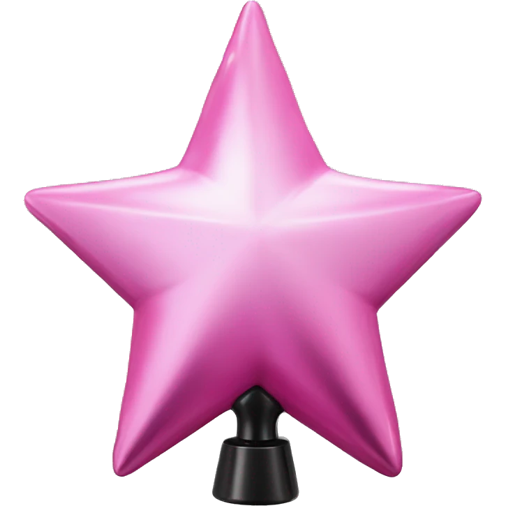 Realistic isolated black and pink metallic star christmas tree topper. emoji
