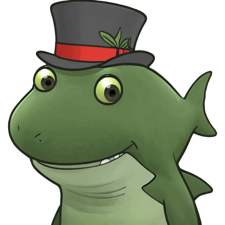 Shark with a top hat emoji
