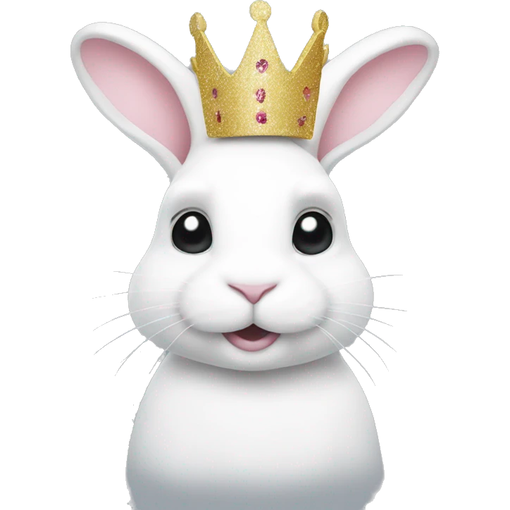 White rabbit with a glitter crown  emoji