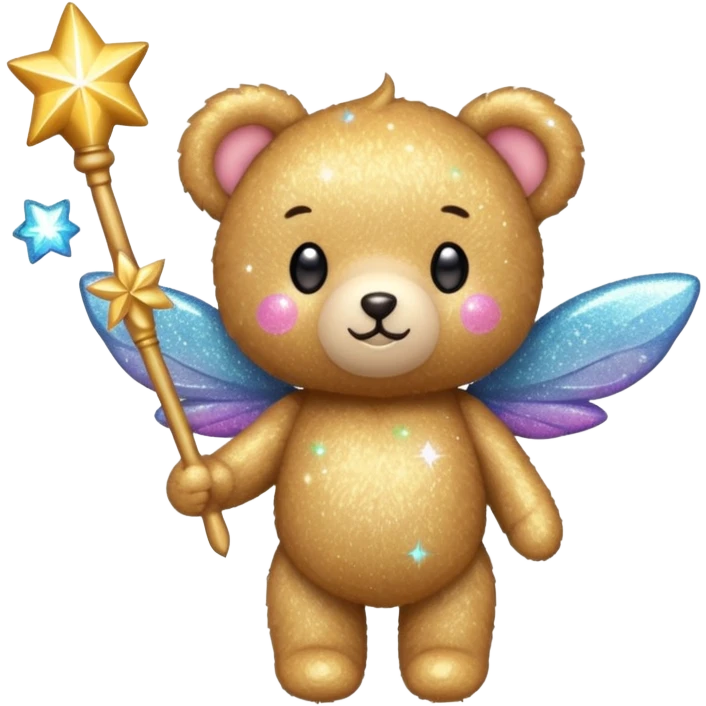 Fairy glitter teddy with wand  emoji