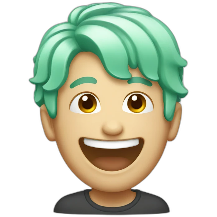 person laughing with a mint hair emoji