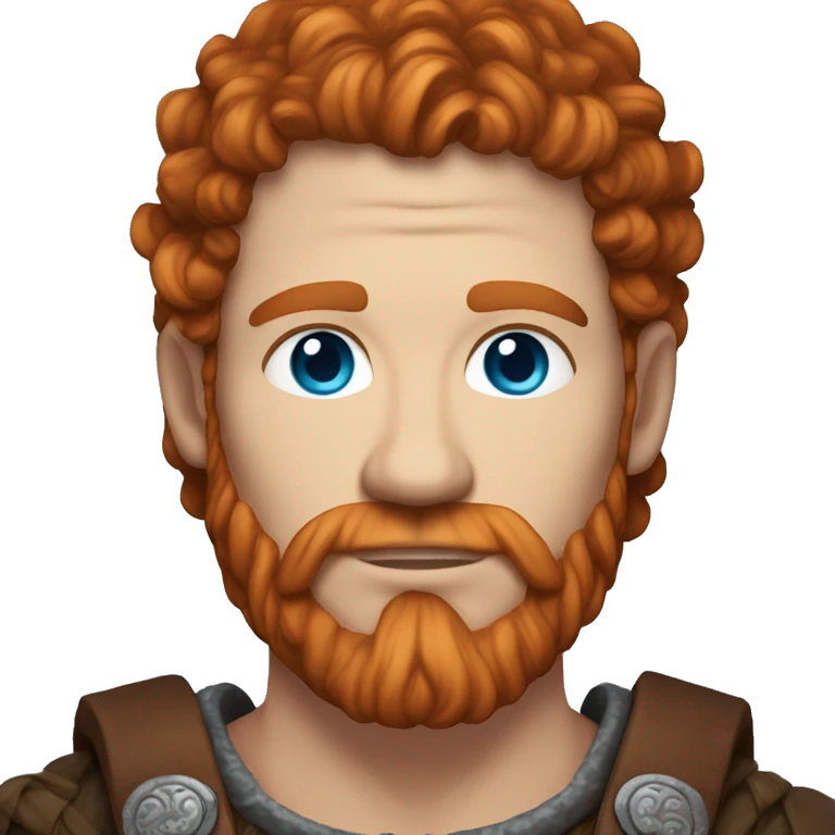 35 year old viking, male, curly red hair, blue eyes, pale emoji