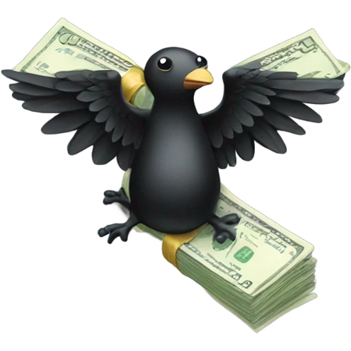 a bundle of money with black wings emoji