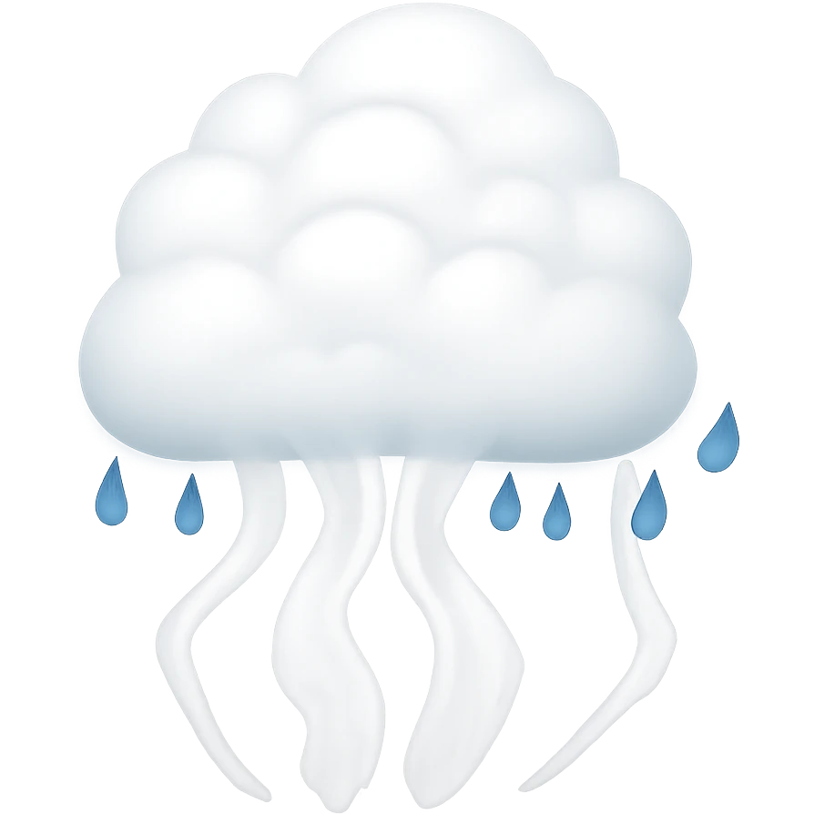 Remove the bowl and any water, show only the white, slightly transparent steam cloud with no background. emoji