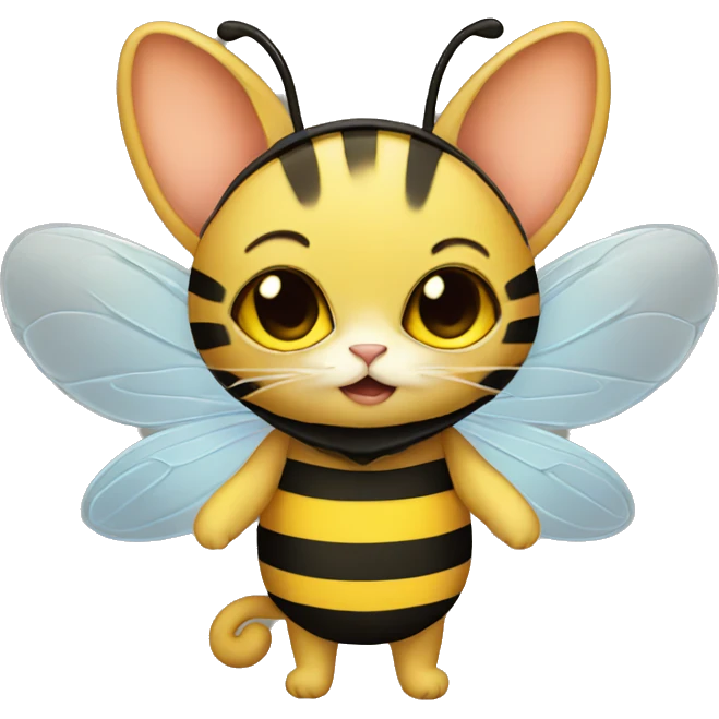 Cat in a bee outfit with wings  emoji