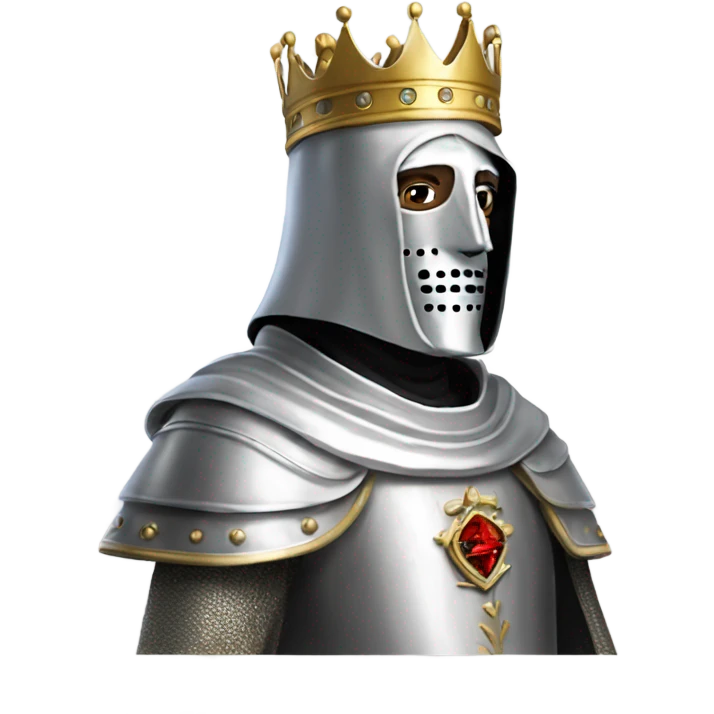 king baldwin IV in silver full face mask up with hand out emoji