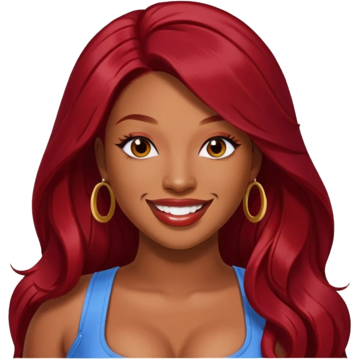 Megan Thee Stallion with long dark red hair  emoji