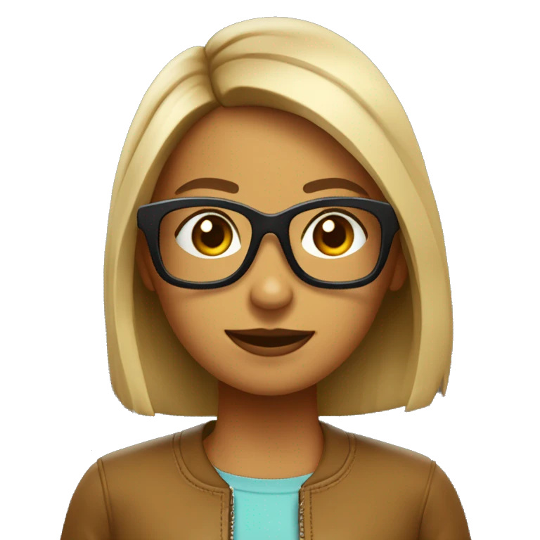 Chica castaña pelo corto y con gafas negras emoji