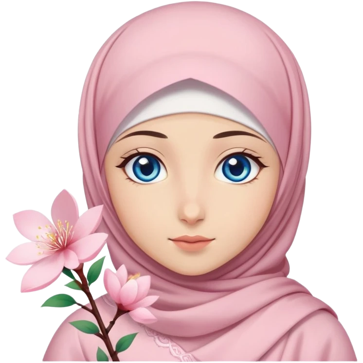 Turkish beautiful finish Konya girl blue eyes with hijab islamic dress and had on her hand sakura emoji