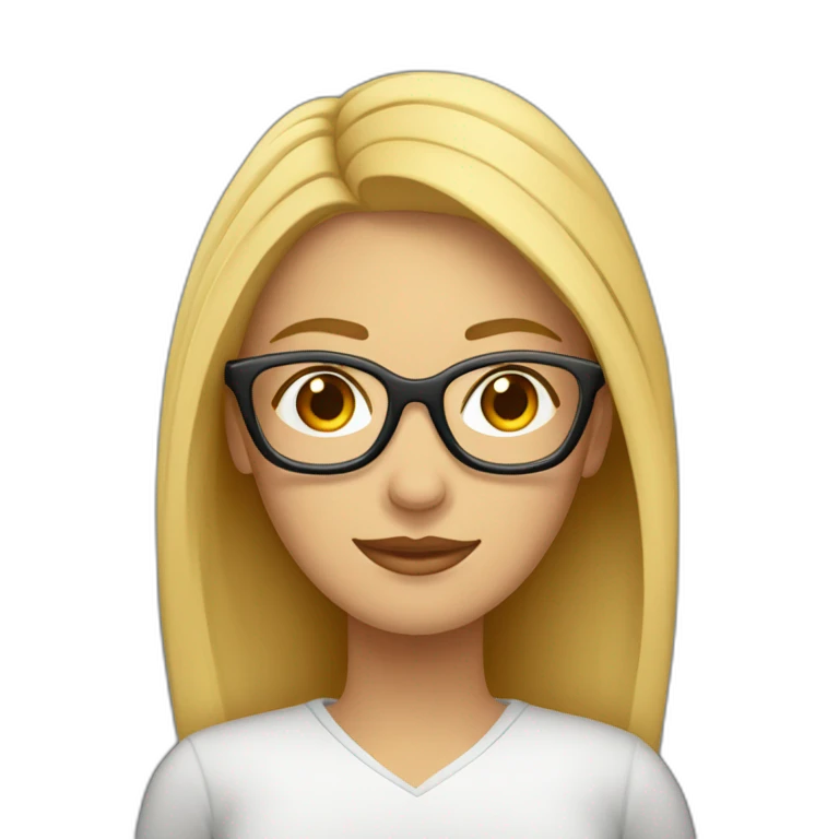 Mujer estudiante mediana edad rubia y con gafas emoji