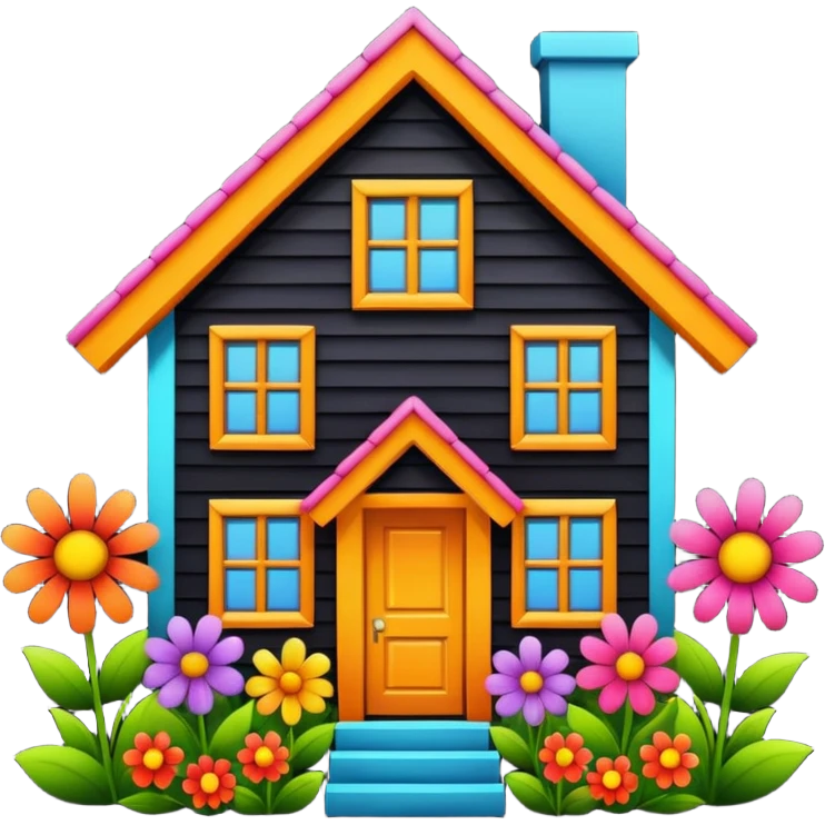 black house made of flowers emoji