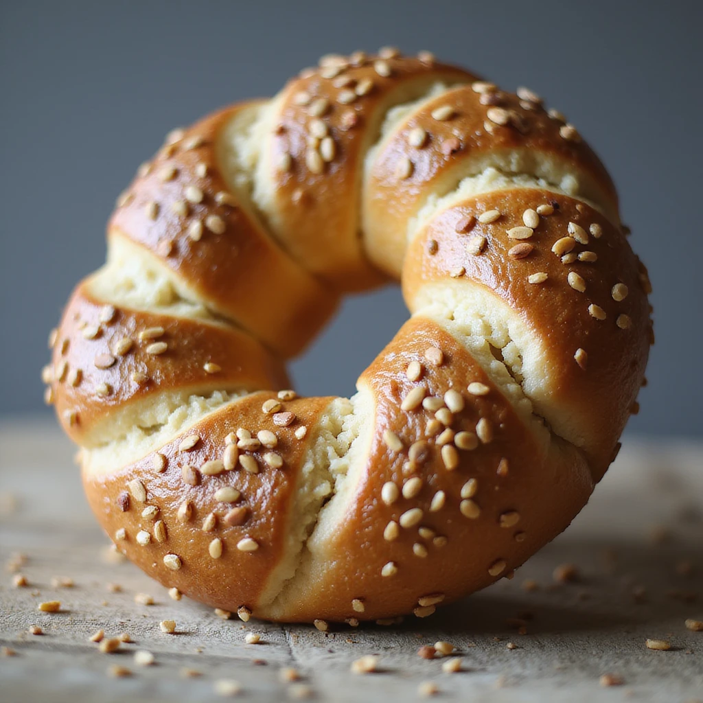 a simit, the Turkish sesame bread ring, realistic style emoji