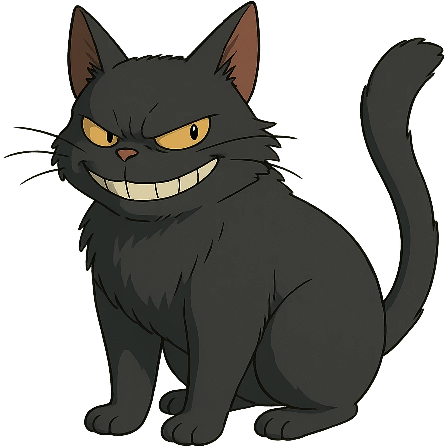 ghibli style baddie cat with mischievous expression emoji