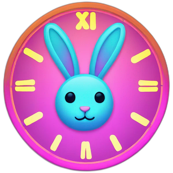 neon rabbit clock emoji