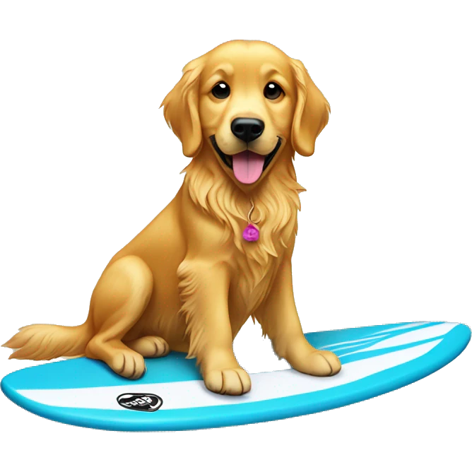 Golden retriever on surfboard emoji