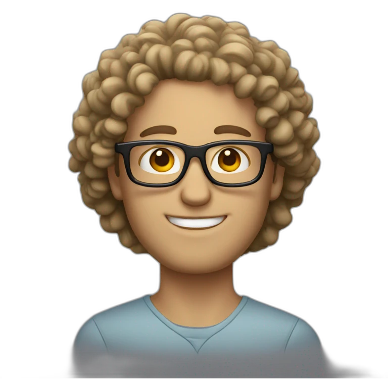 white man with curly hair and big glasses emoji
