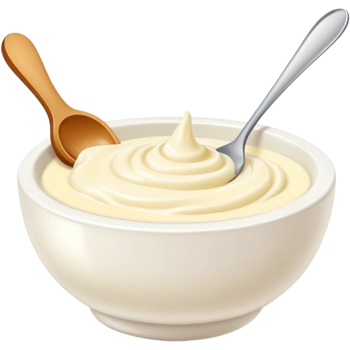 garlic mayonnaise sauce in a bowl with a spoon emoji
