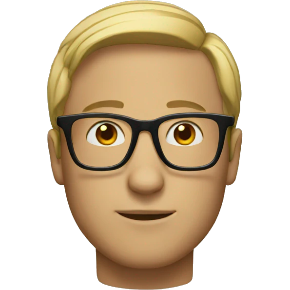 A guy with glasses and bold  emoji