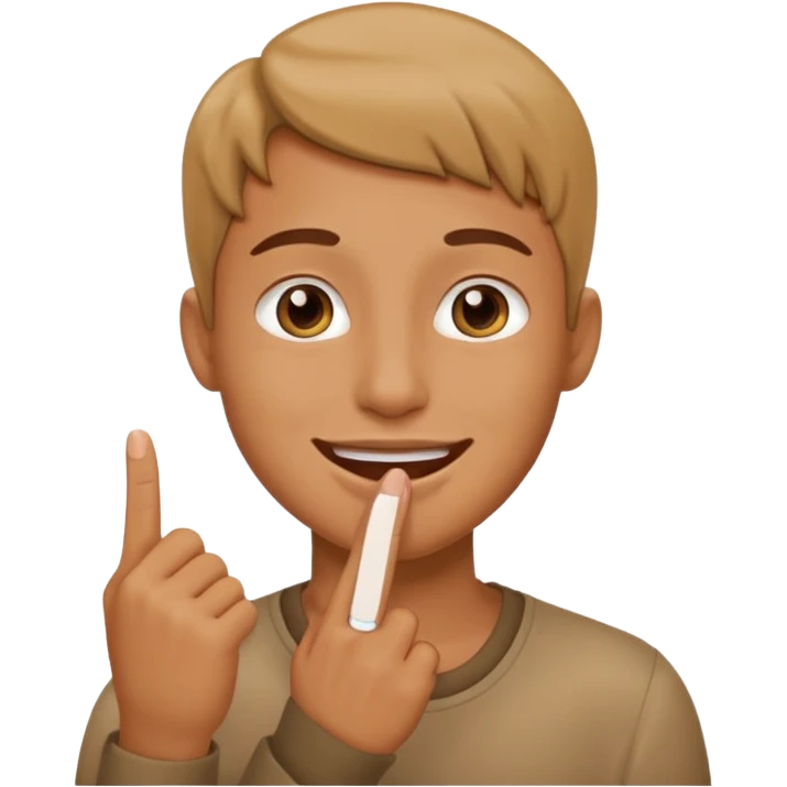 Finger next to mouth smiling  emoji