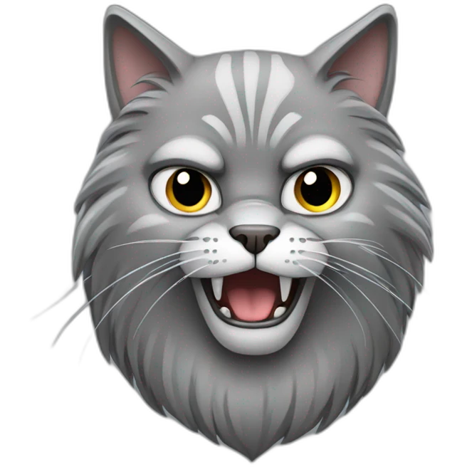 angry gray cat with long furr emoji