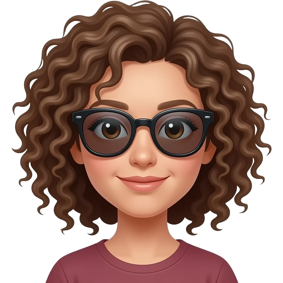 nerd curly girl with sunglass emoji