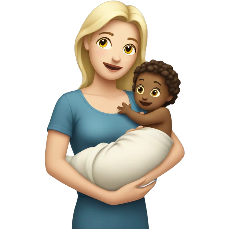 A white mother holding her bab emoji