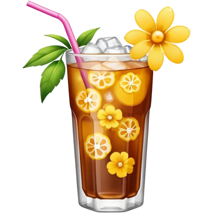 iced aesthetic drink with flower decor emoji