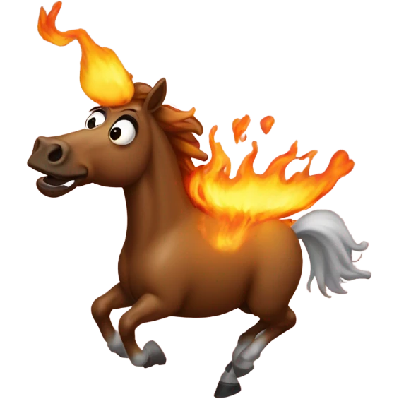 Flaming poop riding a horse emoji