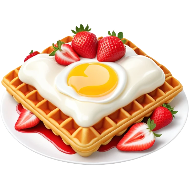 3D rendered Hong Kong egg waffle folded with strawberries and cream, vibrant red and white colors, hyper-realistic bubbled texture, glossy finish, detailed bubble surfaces, fun presentation, soft lighting emoji