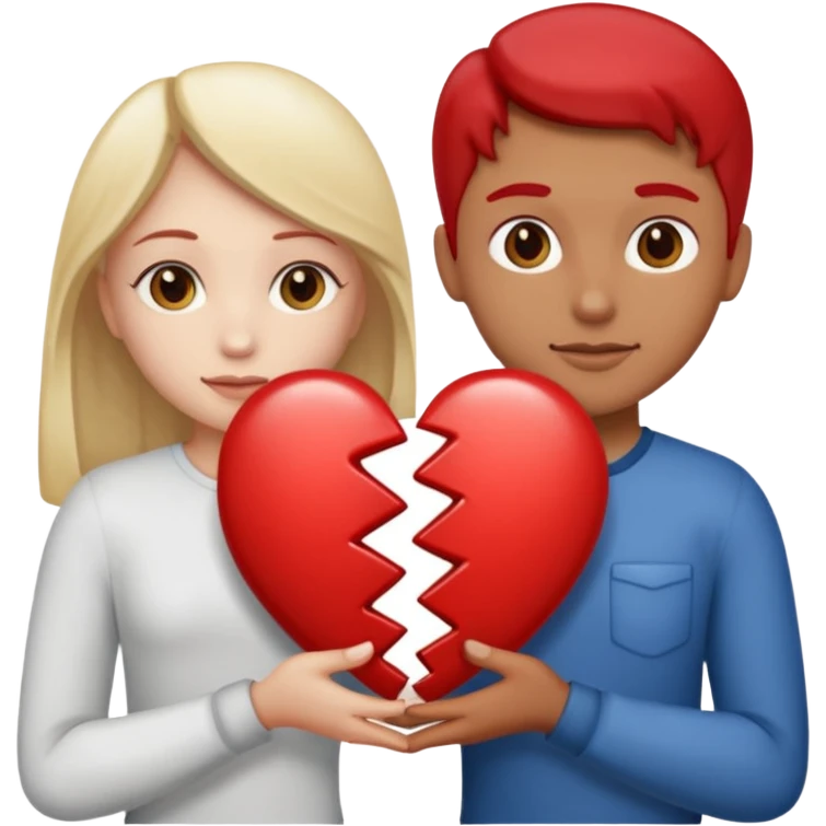 Two people holding half a heart up emoji