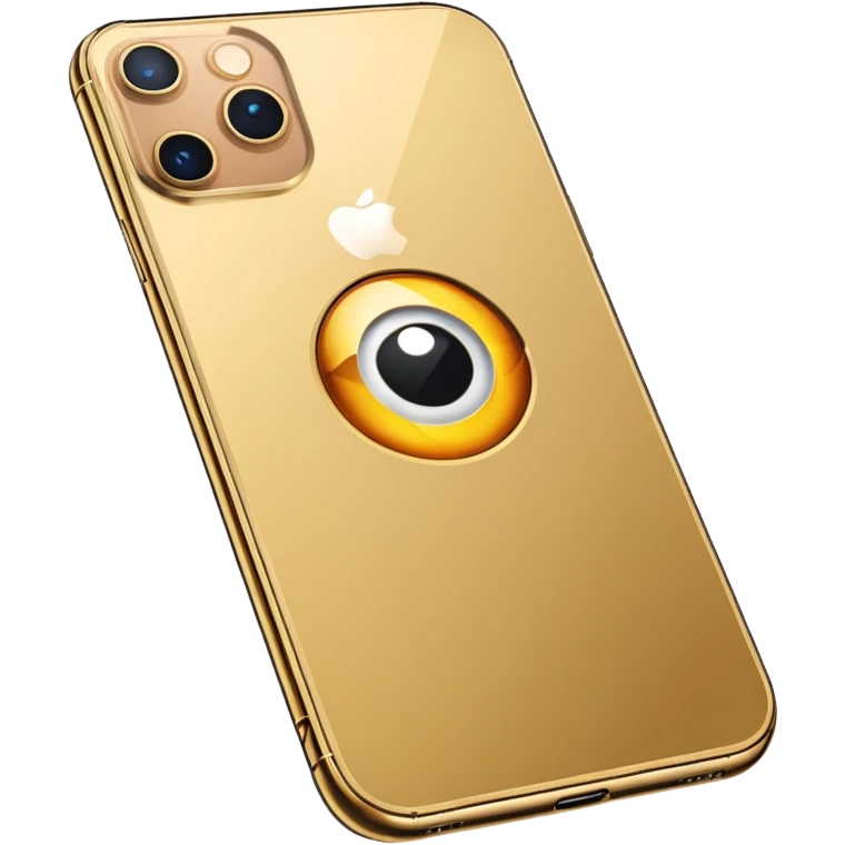 Gold iPhone 16 Pro Max, replace apple logo with fullgold eye logo backview emoji