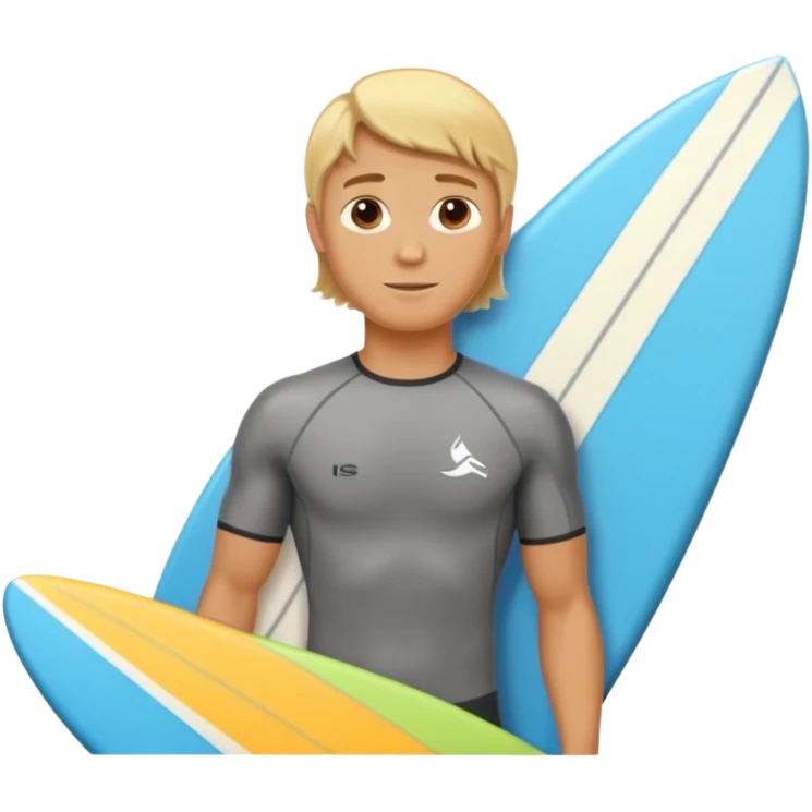 blonde haired white surfer with surfboard  emoji