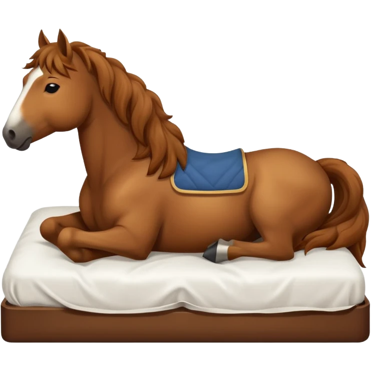 Horse sleeping in a double bed emoji