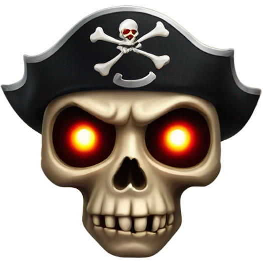 Scary pirate skull with glowing red eyes emoji