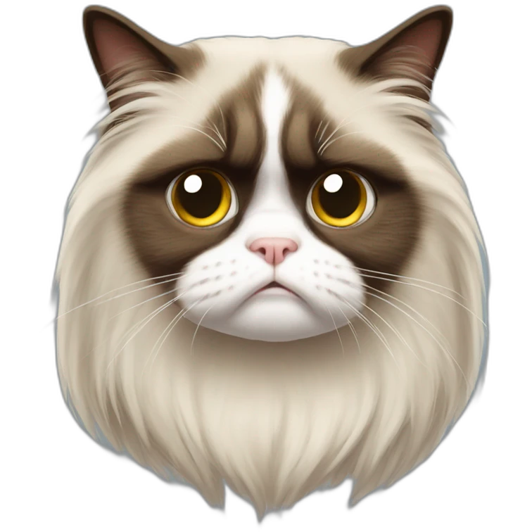 the real grumpy cat with long haire emoji
