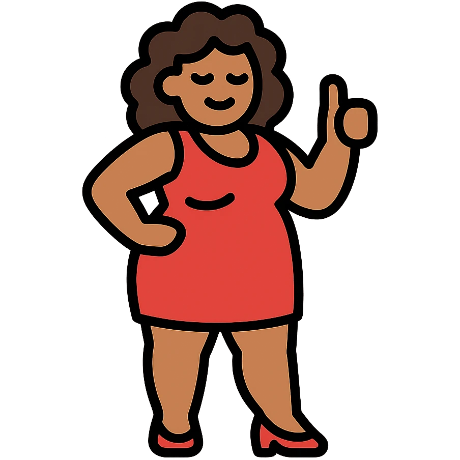 confident woman with a curvy figure, tasteful and stylized cartoon icon emoji
