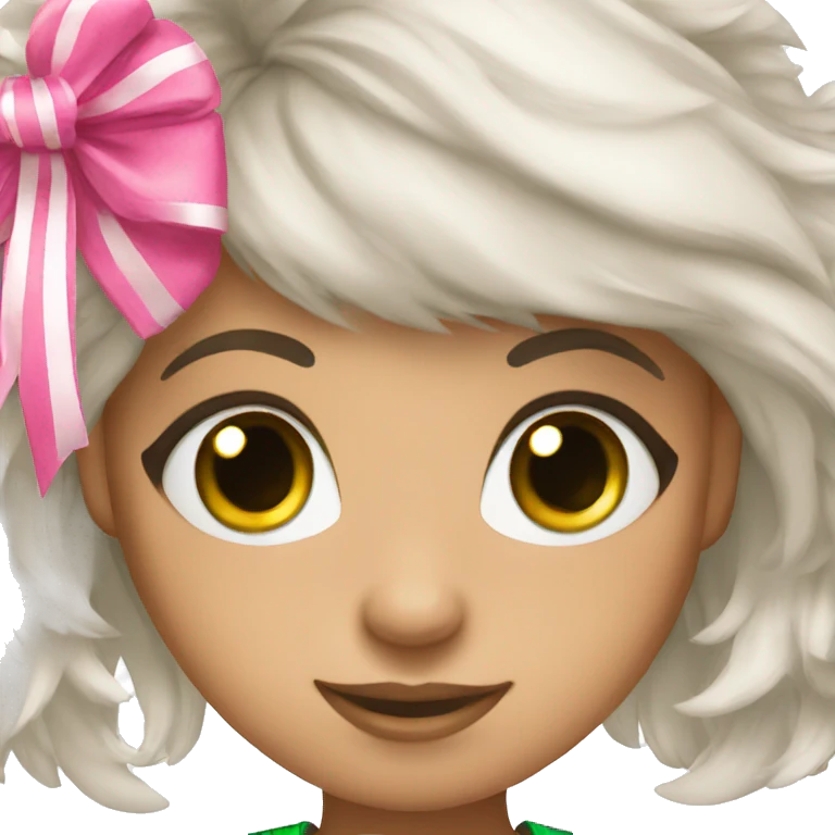 a cheerleader girl with green eyes and pink pom poms emoji