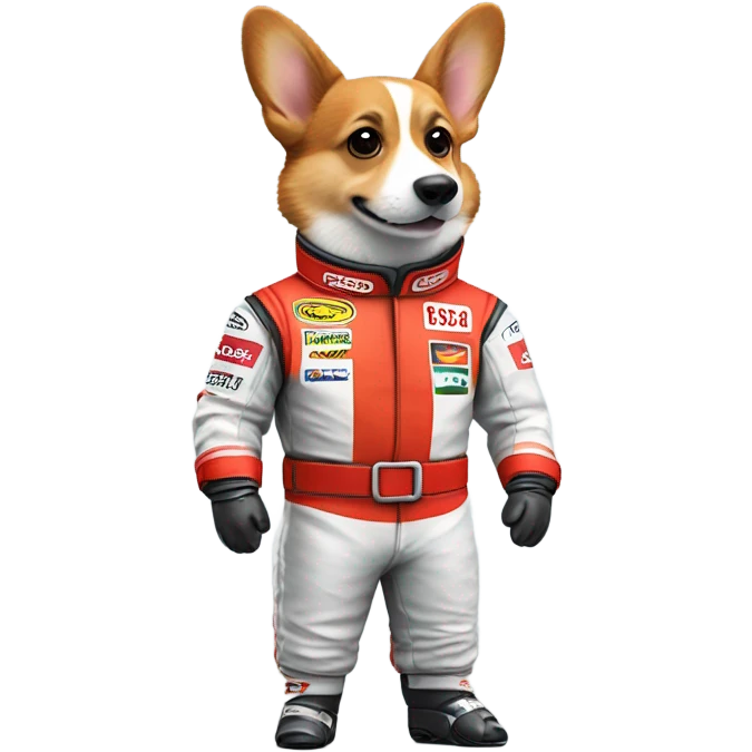 corgi dressed up as an F1 driver emoji