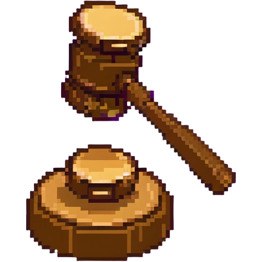 Moderator gavel with purple background, admin symbol emoji