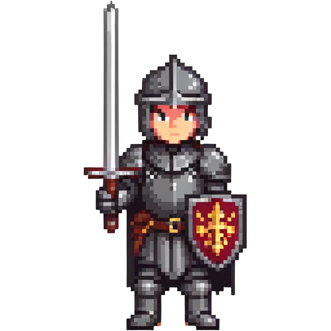 Medieval knight in black armor wielding a sword emoji
