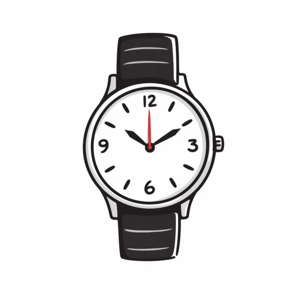 a clock or wristwatch with visible face and hands, in pastel colors dd9fb0, ffc6d3, a3bfc9, c4bee2, f1b091, detailed hand-drawn doodle style emoji