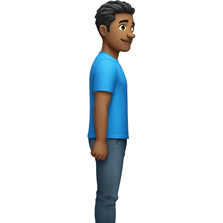 cool guy in blue shirt with one sided hairstyle  emoji