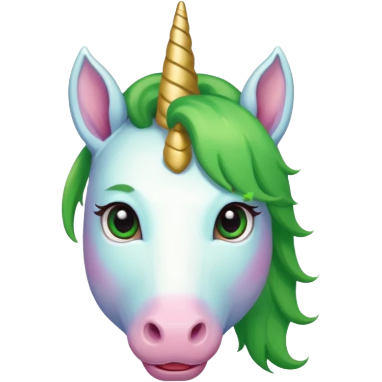 unicorn face cute and green haired and bearded wearing hat emoji