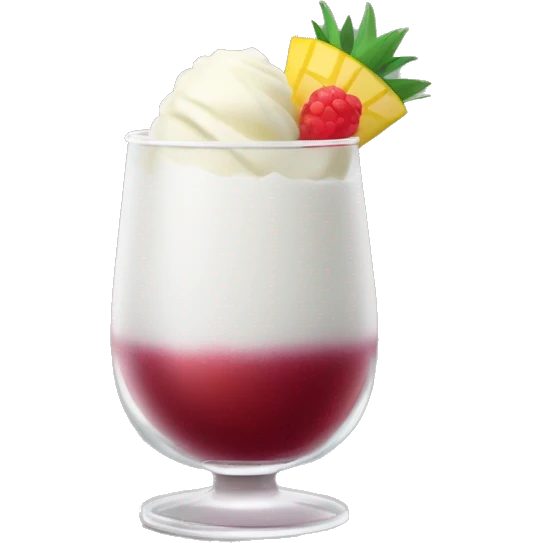 trago chileno que se sirve en vaso largo y ancho. tiene un poco de granadina en la base, vino blanco en el resto del vaso y sorbet de piña en la superficie del vaso. Tiene un sorbete (bombilla) de color blanco, en el vaso para poder tomarlo emoji